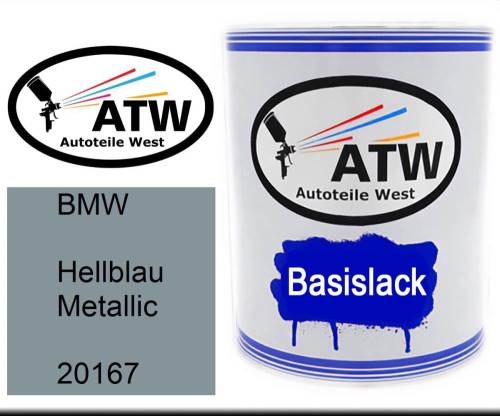 BMW, Hellblau Metallic, 20167: 1L Lackdose, von ATW Autoteile West.